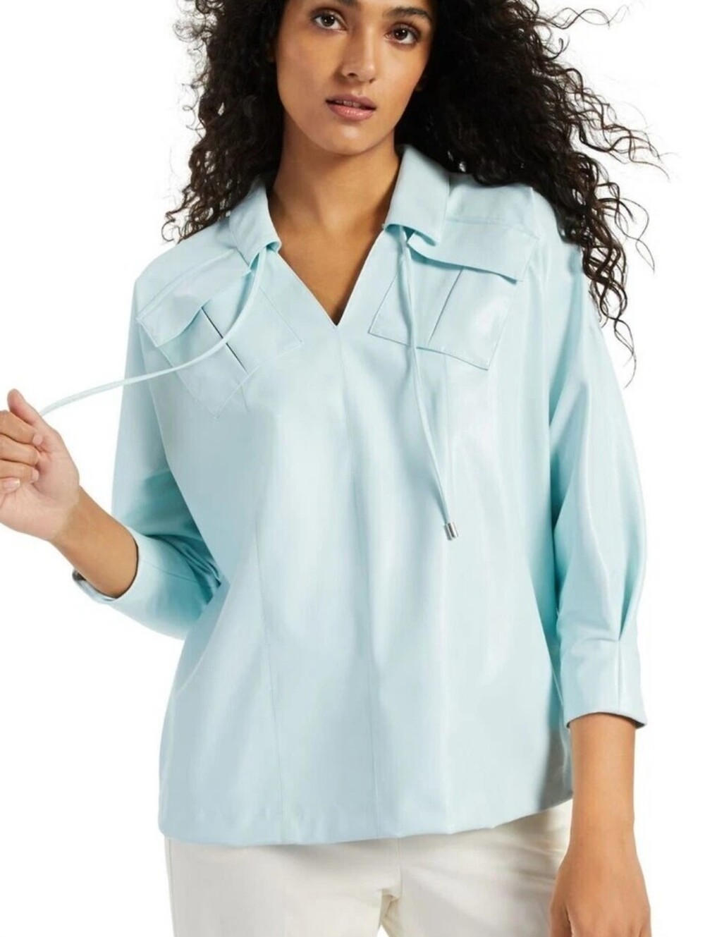 Alfani Light Blue Women's V-Neck Pullover Jacket Size Large